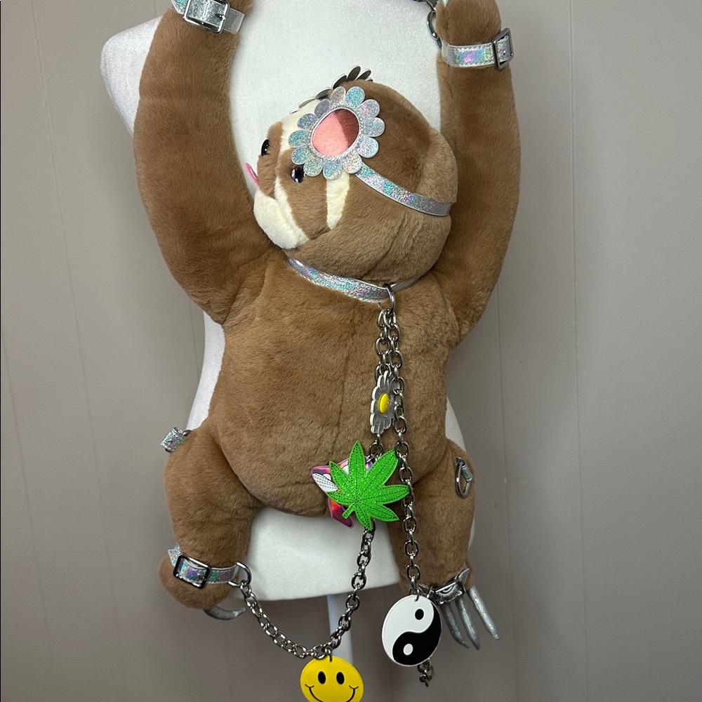NWT Dolls Kill Hanging On Sloth Glitter Backpack